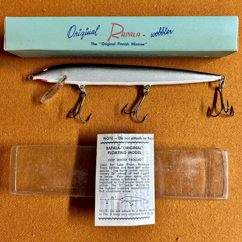 Vintage Rapala Original Floating Wobbler Silver Finnish Minnow Lure with Box
